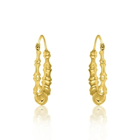 Sbc 14k Yellow Gold Bamboo Hoop Earrings 14k Yellow Gold Bamboo Hoop Earrings
