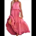 thumbnail image 3 of Vestido de Verano para Mujer, de Algodón, Sin Mangas, con Cuello Halter, Informal, Bohemio, Holgado, Rosa XL, 3 of 7