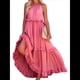 thumbnail image 3 of Vestido de Verano para Mujer, de Algodón, Sin Mangas, con Cuello Halter, Informal, Bohemio, Holgado, Rosa XL, 3 of 7