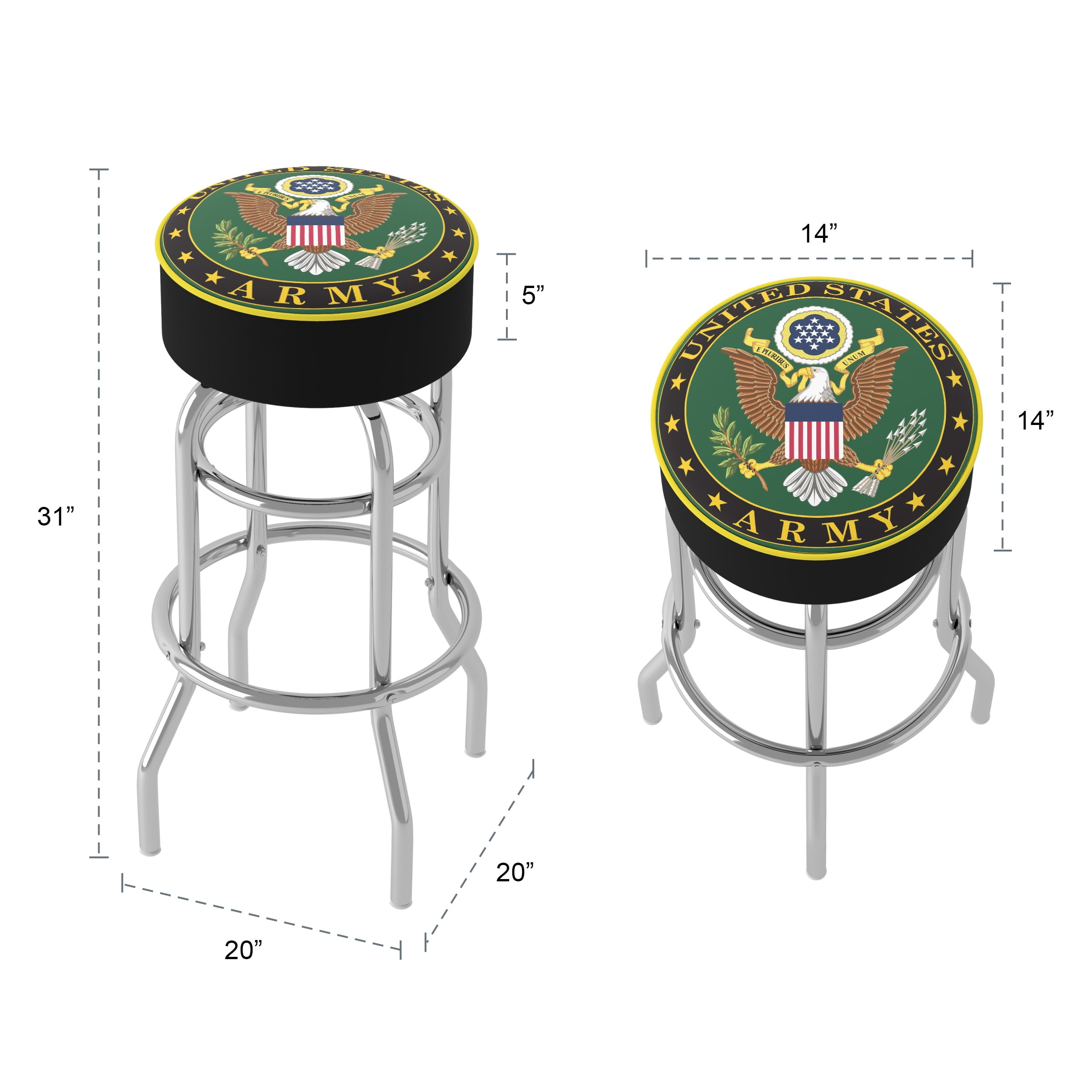 Trademark Gameroom United States Army Symbol Bar Stool with Padded Seat