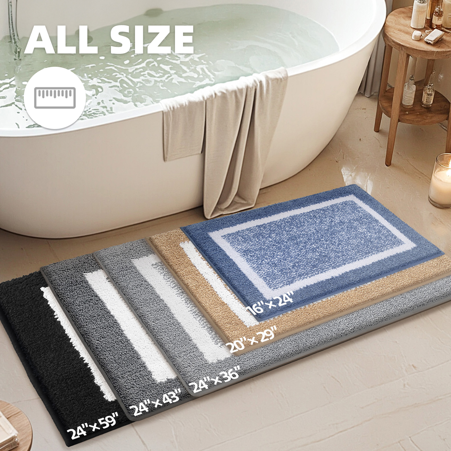 PABUBE Premium Microfiber Bath Rug, 16 x 24 Inches, Gray photo 7