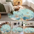 thumbnail image 5 of Round Rugs 5 Ft, Teal Coastal Non Slip Area Rugs for Kitchen Bedroom Entryway, Summer Beach Starfish Shell Coral Nautical Washable Carpet Runner Rug Floor Mats for Bedroom Home Decor, 5 of 8