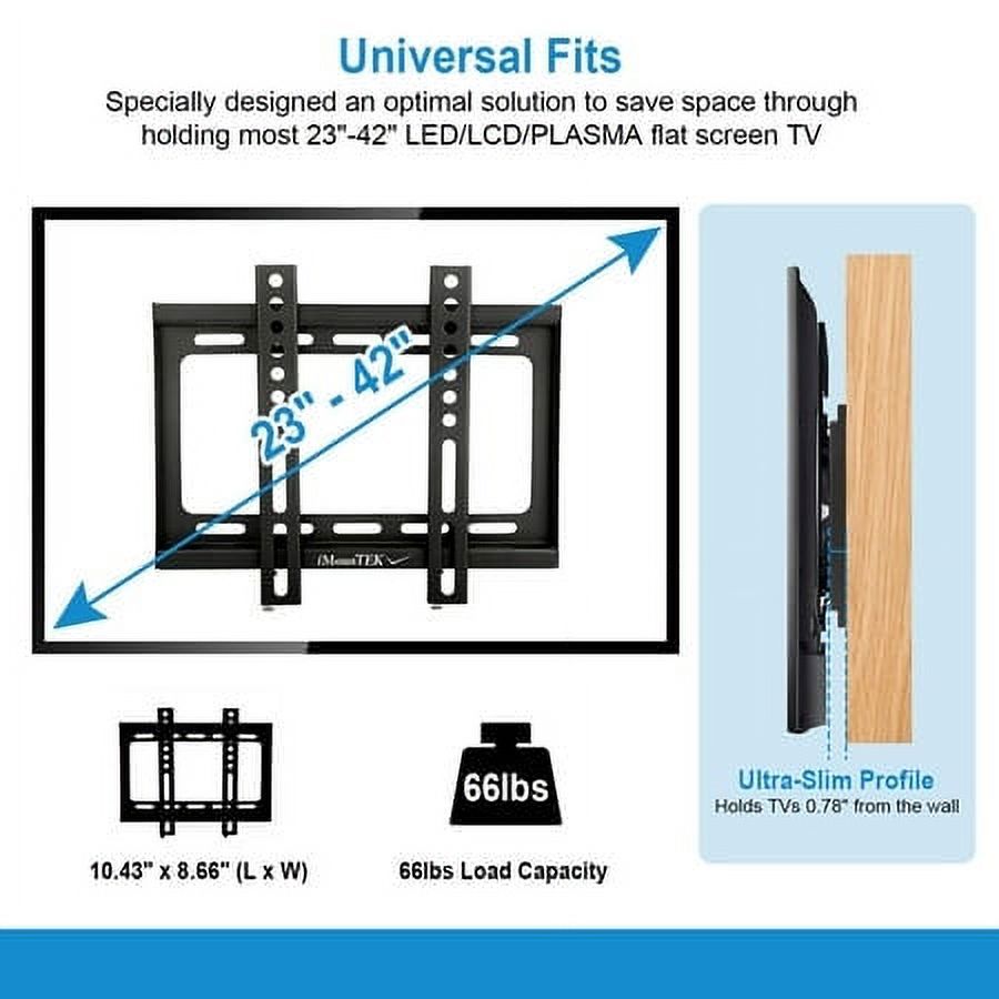 TV Mount Fixed for 23-42 Inch TVs, TV Wall Mount TV Bracket up to 200x200mm and 66 LBS Loading Capacity, Low Profile and Space Saving - image 5 of 7