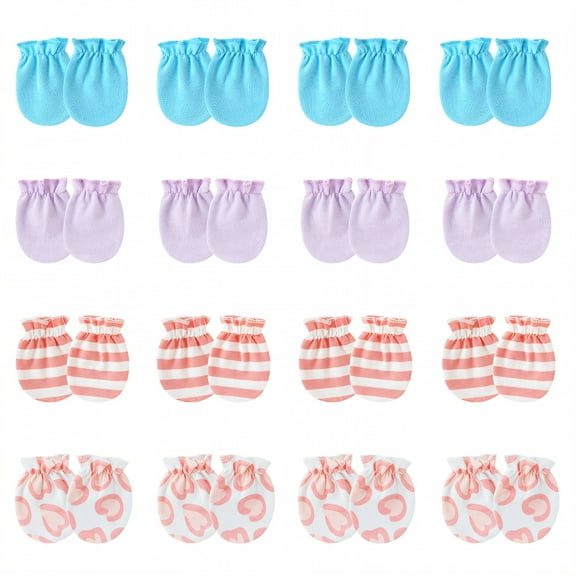 TELOLY 16 Pairs Baby Mittens,Cotton Baby Mittens Newborn,Newborn Mittens No Scratch for 0-1 Years