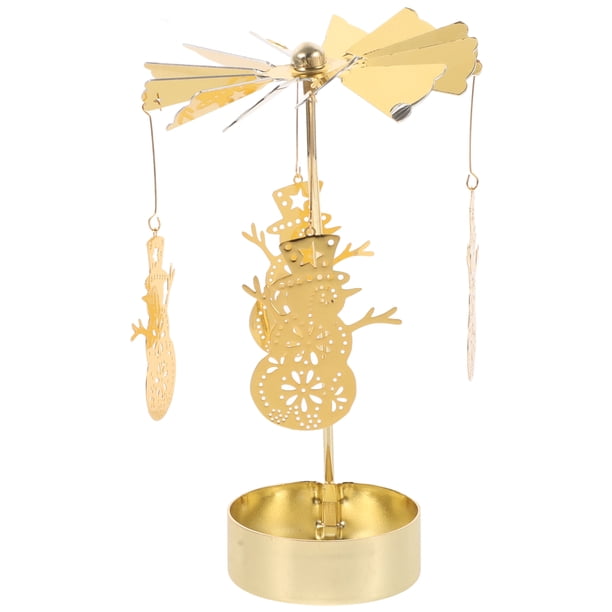 ColoMX Candelabro giratorio con carrusel, candelabro para fiesta de Navidad, centro de mesa, candelabro con forma de muñeco de nieve, candelabro giratorio, mesa, luz de té, bandeja para velas