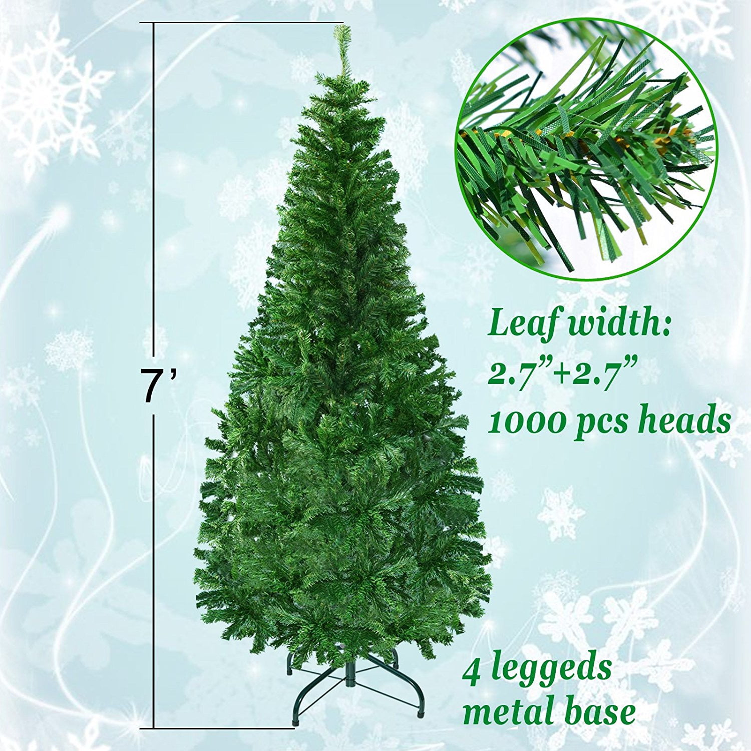 7ft Artificial Christmas Tree W/ Steel Base--Green - Walmart.com ...
