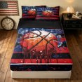 thumbnail image 2 of meiyoeat Watercolor Drip Basketball Zipper Full Size Comforter Sets with Fitted Sheet and 2 Pillowcases for Boys, American Flag Zipper Bedding Set, Black Reversible, 4-Piece, 2 of 7