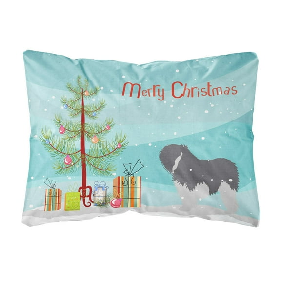 Carolines Treasures BB2950PW1216 Polish Lowland Sheepdog Dog Merry Christmas Tree Canvas Fabric Decorative Pillow, 12H