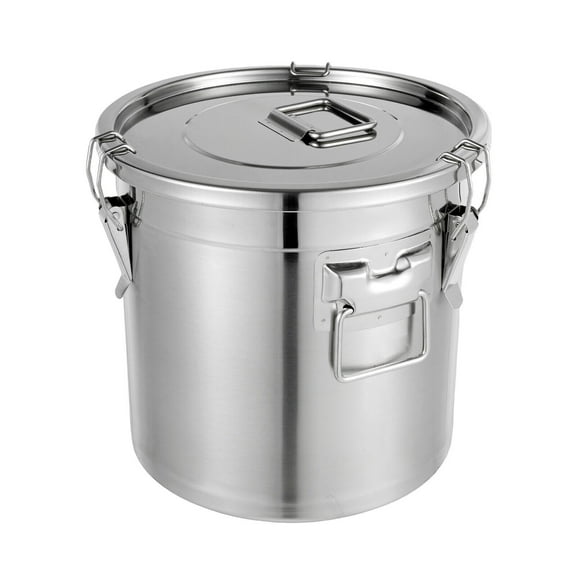 21L 304 Stainless Steel Airtight Container with Lid and Locking Clamp,17-38Lbs Metal Bucket Large Stainless Steel Canisters for Kitchen,Dog Food/Bird Seed/Coffee Storage Container
