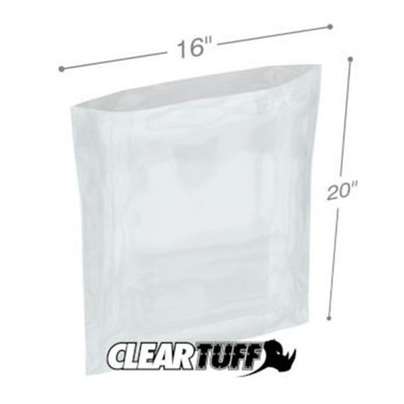 International Plastics PB11620 16 x 20 in. Clear Poly Bags, 0.00125 Gauge - Case of 1000