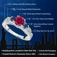 thumbnail image 2 of Gem Stone King 925 Sterling Silver Red Created Ruby Blue Created Sapphire and White Moissanite Engagement Ring for Women (1.55 Cttw, Gemstone July Birthstone, Round 6MM and 3MM, Size 9), 2 of 5