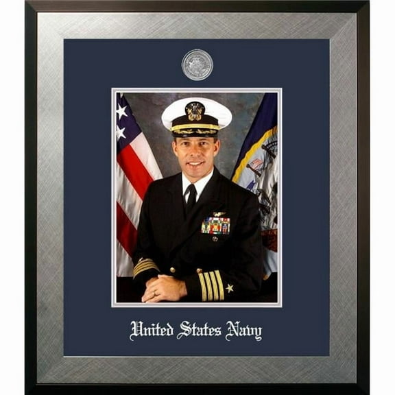 Campus Images NAPHO002 8 x 10 in. Patriot Frames Navy Portrait Honors Silver Frame with Silver Medallion