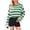 Green, variant on Women's Retro Casual Loose Fashion Winter Short Knitted Striped O-Neck Sweater, Chic and Comfortable, Perfect for Layering and Seasonal Activities,Blue,L