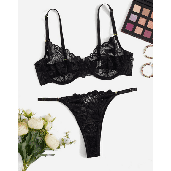 Black Lace Lingerie Set Underwire