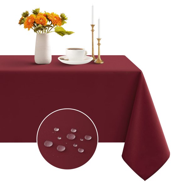 Romanstile Nappe Rectangulaire - Nappe en Polyester Lavable Imperméable et Résistante aux Plis pour Cuisine Salle à Manger/fête/mariage Usage Intérieur et Extérieur (60 x 120 Pouces, Bordeaux