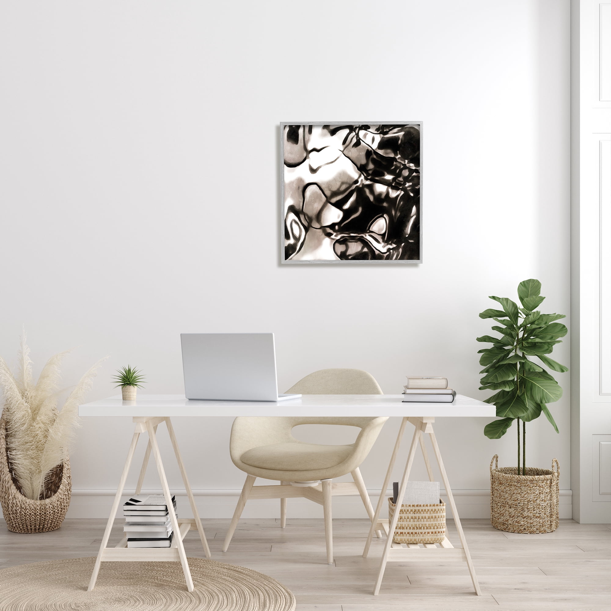 Stupell Industries Shimmering Glow Water Abstraction Monochromatic Grey Black, 24 x 24, Designed by Alonzo Saunders