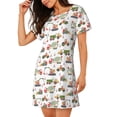 thumbnail image 2 of Kdxio Excavator Pattern Womens Short Sleeve Sleepshirt Scoopneck Cute Nightdress Ruffle Comfy Nightgown, 2 of 6