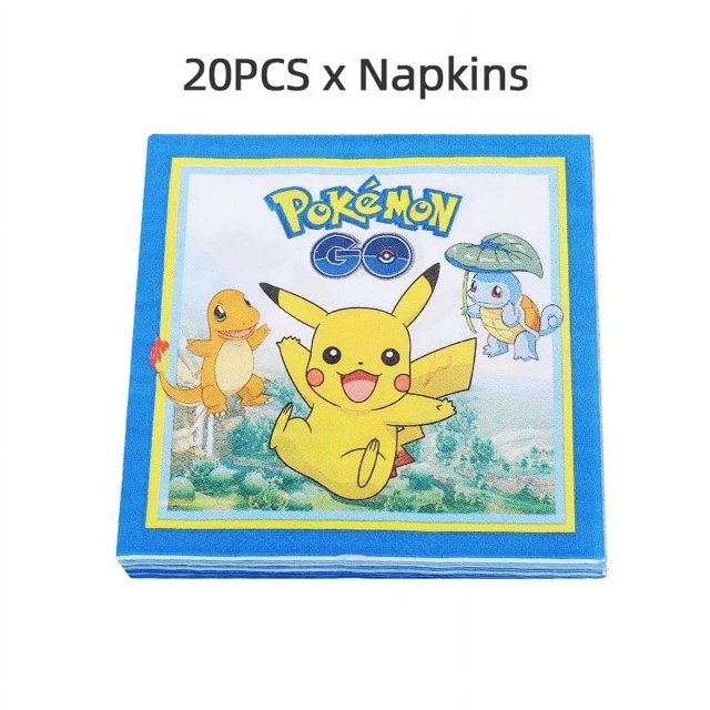 Suministros de decoración para fiesta de cumpleaños de Pokemon, decoración de globos de Pikachu, vajilla desechable de feliz cumpleaños, fiesta de papel para niños