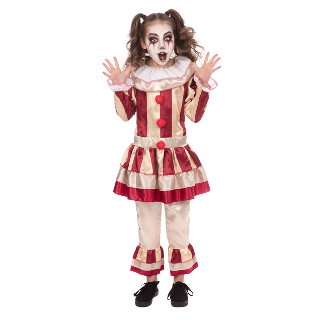 Bristol Novelty - Payaso Carnevil para Niñas (Rojo/Crema)