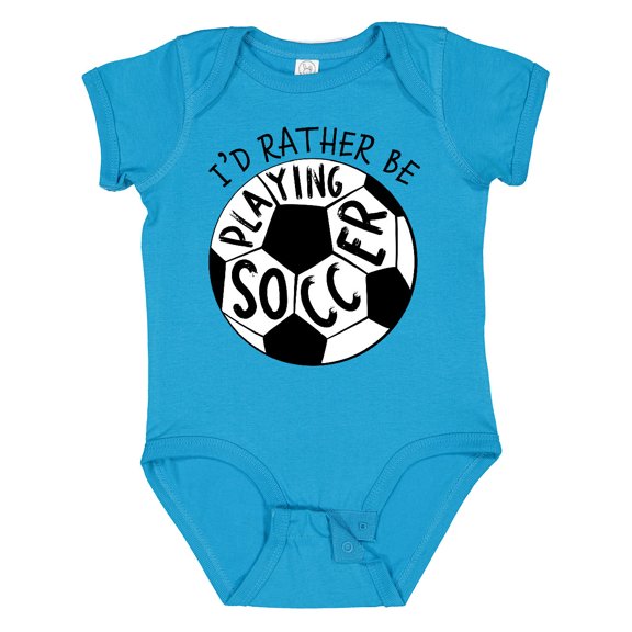 Inktastic Id Rather Be Playing Soccer Boys or Girls Baby Bodysuit