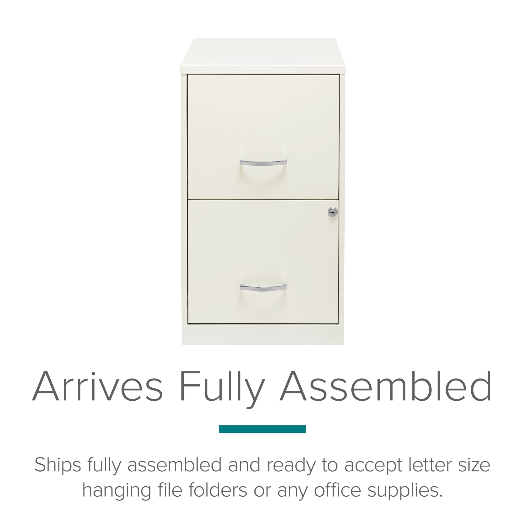 Space Solutions 18" Deep 2 Drawer Letter Width Vertical File Cabinet, White