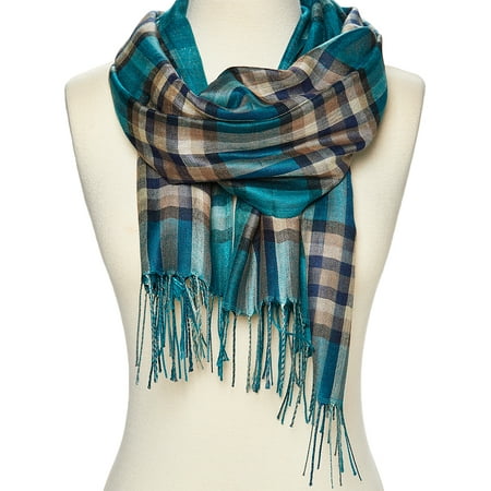 Teal Scarfs for Women Plaid Winter Fashion Scarfs for Neck Blacket Warm Scarves Shawl Wrap for Gift Accessories by Oussum