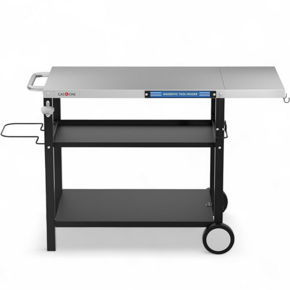 GasOne T-200S Stainless Steel Cart for Grill –BBQ Grill Cart with Wheels – Practical and Durable Portable Gas Grill Outdoor Table – Easy Assembly