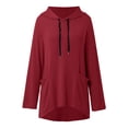 thumbnail image 3 of Oversized Hoodies for Women 2025 Fall Winter Long Sleeve Irregular Hem Plain Hooded Sweatshirt with Pockets Pullover Tops, 3 of 4