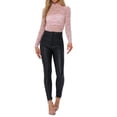 thumbnail image 2 of INSPIRAR CHIC Blusa de Encaje Floral Transparente de Manga Larga con Cuello Alto para Mujeres M Rosa Polvoriento, 2 of 6