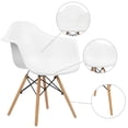 thumbnail image 4 of Plastic Chair with Arms and Wooden Legs, White, Set of 4, 4 of 5