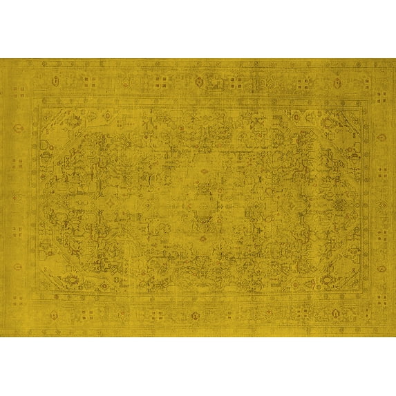Ahgly Company Indoor Rectangle Oriental Yellow Industrial Area Rugs, 5' x 8'