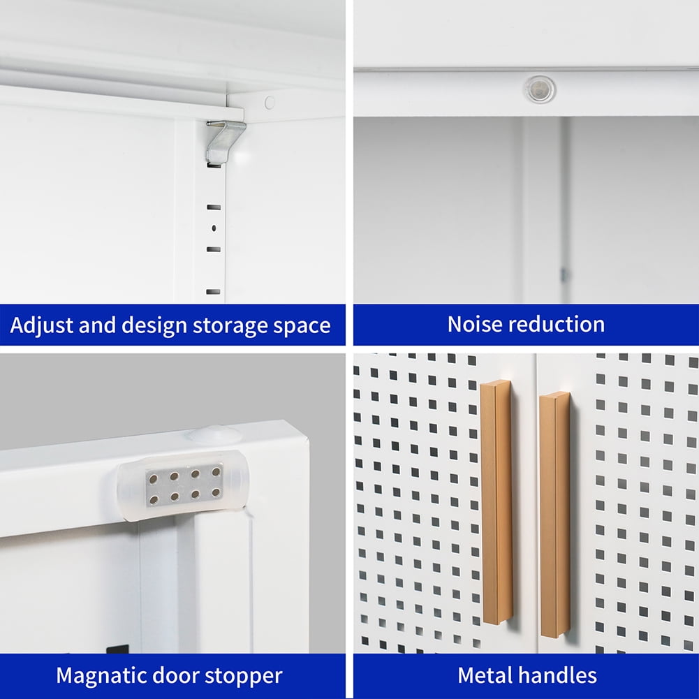M optimized Steel Storage Cabinet with Hollow Door, Adjustable Shelves, Garage Cabinet File Cabinet for Home Office Garage, 31.5" x 15.75" x 39.96"