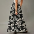thumbnail image 4 of WTOBBY Women's Flowy Floral Print Bohemian Maxi Skirt Casual Summer Beach Long Skirt Elastic Waist Lightweight Tiered Pleated Skirt with Side Slit and Drawstring,Gray XL, 4 of 5