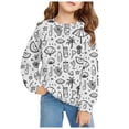 thumbnail image 4 of DGQPLPD Girls Doodle Art Long Sleeve Sweatshirt for Fashion and Activities White 8-9 Years, 4 of 4