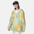 thumbnail image 3 of Daiia Yellow With Teal Marble UPF 50+ Sun Protection Hoodie Jacket Lightweight Long Sleeve Sun Shirt for Women Men with Pocket Hiking Outdoor-Small, 3 of 7