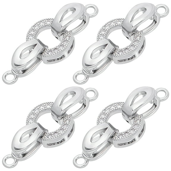 1 Box 1 Box 6pcs Fold Over Clasps 18K Gold Plated Brass Cubic Zirconia Clasps with Loop for Bracelet DIY Jewelry Crafts Making