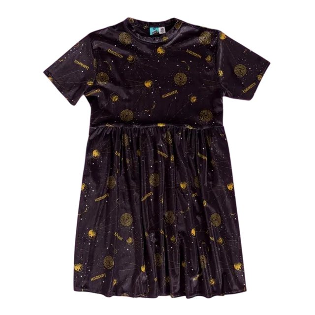 Labyrinth Robe Smock en Velours Céleste pour Femmes