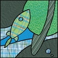 thumbnail image 2 of Swinford, Charles 15x15 Black Ornate Wood Framed with Double Matting Museum Art Print Titled - Patchwork Planets III, 2 of 4
