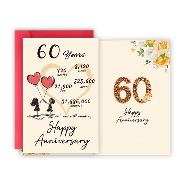 Tarjeta de aniversario del 60 aniversario de Detuca, doble cara