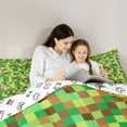 thumbnail image 5 of Homewish Games Gamepad Miners Queen Comforter Set, Cartoon Green Brown Blocks Bedding Sets, Teens Kids Boys Girls Reversible Bedding Comforter Set, Super Cozy Room Decor, 3pcs, 5 of 8