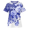 thumbnail image 4 of Camisas de Manga Corta para las Mujeres Impresión Cuello Redondo Suéter Encaje Camisa, Blusa de Verano Casual para las Mujeres, 4 of 4