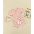 thumbnail image 3 of Qmyliery Baby Girls Romper Set, Cute Short Sleeve Romper with Elastic Waist Shorts, 3 of 9