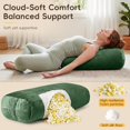 thumbnail image 3 of Yoga Bolster Pillow,Washable Velvet Cover, for Restorative Yoga Meditation, Foam particles + silk floss, with handles, Removable washable velvet cover, 25"x12"x5"curved wedge for support and stretch, 3 of 7