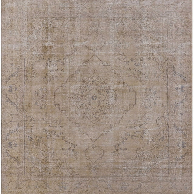 Ahgly Company Tapis d'Intérieur Carré Mid-Century Moderne Amande Foncée Marron Oriental, 8 Pieds Carré