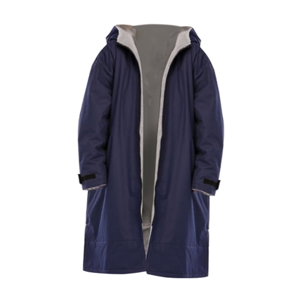 Soidarity Waterproof Surf Changing Robe Outdoor Coat Cloak Lamb Wool Jacket Hooded Traje de baño gris azul oscuro METRO