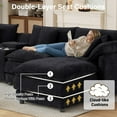 thumbnail image 5 of Wiilayok 145" Modular Sofa Set,Large Chenille U Shaped Sectional Sofa with Ottoman,Central Console,Cup Holder,5 Seater Deep Seat Couch for Living Room Furniture,Black, 5 of 9
