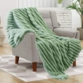 thumbnail image 6 of Eurhowing 51"×63" Bubble Blanket, Faux Rabbit Furry Blanket for Bed and Couch, Warm Thick Soft Fluffy Plush Shaggy Fuzzy Blanket, Green, 6 of 6