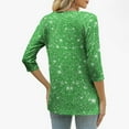 thumbnail image 4 of Enjoytime 3/4 Length Sleeve Womens Tops Vintage Print V-Neck Button Down Blouse Casual Office Work Plus Size Shirts Green M, 4 of 6