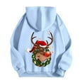 thumbnail image 4 of Fiaer Christmas Hoodie for Women Oversized Reindeer Graphic Xmas Hooded Jackets Full Zip up Drawstring Sweatshirts Long Sleeve Loose Fit Trendy Pocket Tops Sky Blue S, 4 of 5