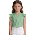thumbnail image 6 of JLMSPLWG Girls Summer Vest Flying Sleeve Baby Girl School Casual Plain Tees Toddler Loose Fit Solid Color Short Sleeve Kids Clothes, 6 of 7